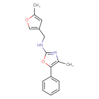 Chemical structure of 4-methyl-N-[(5-methylfuran-3-yl)methyl]-5-phenyl-1,3-oxazol-2-amine - CSSB15151918258