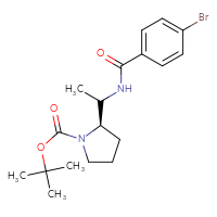 Chemical structure of tert-butyl (2R)-2-{1-[(4-bromophenyl)formamido]ethyl}pyrrolidine-1-carboxylate - CSSB02523489064
