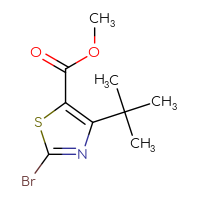 Chemical structure of methyl 2-bromo-4-tert-butyl-1,3-thiazole-5-carboxylate - CSSB00010730293