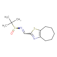 Chemical structure of (S)-N-({4H,5H,6H,7H,8H-cyclohepta[d][1,3]thiazol-2-yl}methylidene)-2-methylpropane-2-sulfinamide - CSSB21331678383