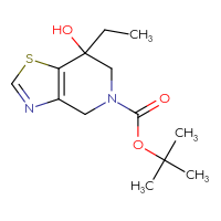 Chemical structure of tert-butyl 7-ethyl-7-hydroxy-4H,5H,6H,7H-[1,3]thiazolo[4,5-c]pyridine-5-carboxylate - CSSB06655831066