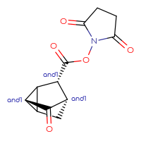 Chemical structure of rac-2,5-dioxopyrrolidin-1-yl (3R,4R,6S)-5-oxotricyclo[2.2.1.0²,⁶]heptane-3-carboxylate - CSSB20620684963