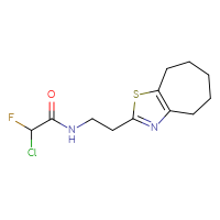 Chemical structure of 2-chloro-N-(2-{4H,5H,6H,7H,8H-cyclohepta[d][1,3]thiazol-2-yl}ethyl)-2-fluoroacetamide - CSSB21332054296