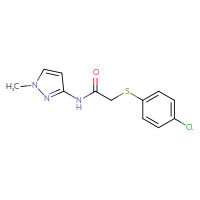 Chemical structure of 2-[(4-chlorophenyl)sulfanyl]-N-(1-methyl-1H-pyrazol-3-yl)acetamide - CSSB00026845222
