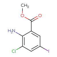 Chemical structure of methyl 2-amino-3-chloro-5-iodobenzoate - CSSB00021224275