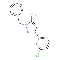 Chemical structure of 1-benzyl-3-(3-chlorophenyl)-1H-pyrazol-5-amine - CSSB00000722443