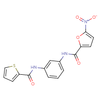 Chemical structure of 5-nitro-N-[3-(thiophene-2-amido)phenyl]furan-2-carboxamide - CSSB00046196000
