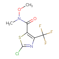 Chemical structure of 2-chloro-N-methoxy-N-methyl-4-(trifluoromethyl)-1,3-thiazole-5-carboxamide - CSSB21151593999