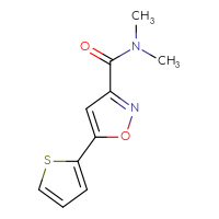 Chemical structure of N,N-dimethyl-5-(thiophen-2-yl)-1,2-oxazole-3-carboxamide - CSSB00011197837