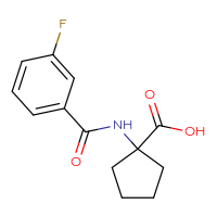Chemical structure of 1-(3-fluorobenzamido)cyclopentane-1-carboxylic acid - CSSB00000417457