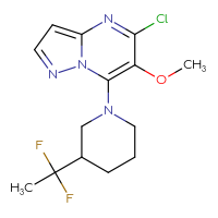 Chemical structure of 1-{5-chloro-6-methoxypyrazolo[1,5-a]pyrimidin-7-yl}-3-(1,1-difluoroethyl)piperidine - CSSS14948277945