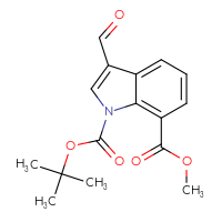 Chemical structure of 1-tert-butyl 7-methyl 3-formyl-1H-indole-1,7-dicarboxylate - CSSB00010203502