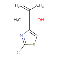 Chemical structure of 2-(2-chloro-1,3-thiazol-4-yl)-3-methylbut-3-en-2-ol - CSSB21246285459