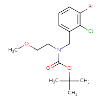 Chemical structure of tert-butyl N-[(3-bromo-2-chlorophenyl)methyl]-N-(2-methoxyethyl)carbamate - CSSB03440288753