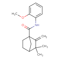 Chemical structure of N-(2-methoxyphenyl)-3,3-dimethyl-2-methylidenebicyclo[2.2.1]heptane-1-carboxamide - CSSB00160311304