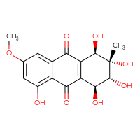 Chemical structure of (1R,2S,3R,4S)-1,2,3,4,5-pentahydroxy-7-methoxy-2-methyl-1,2,3,4,9,10-hexahydroanthracene-9,10-dione - CSSB00102565922