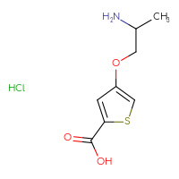 Chemical structure of 4-(2-aminopropoxy)thiophene-2-carboxylic acid hydrochloride - CSSB06256046259