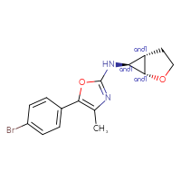 Chemical structure of rac-5-(4-bromophenyl)-4-methyl-N-[(1R,5R,6R)-2-oxabicyclo[3.1.0]hexan-6-yl]-1,3-oxazol-2-amine - CSSB21495850025