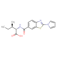 Chemical structure of (2S,3R)-3-methyl-2-{[2-(1H-pyrrol-1-yl)-1,3-benzothiazol-6-yl]formamido}pentanoic acid - CSSB00020591861