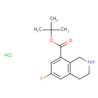 Chemical structure of tert-butyl 6-fluoro-1,2,3,4-tetrahydroisoquinoline-8-carboxylate hydrochloride - CSSB20621780558