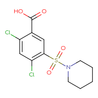 Chemical structure of 2,4-dichloro-5-(piperidine-1-sulfonyl)benzoic acid - CSSB00015197818