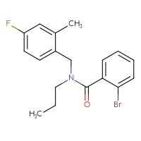Chemical structure of 2-bromo-N-[(4-fluoro-2-methylphenyl)methyl]-N-propylbenzamide - CSSB00880028379