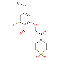 Chemical structure of 2-[2-(1,1-dioxo-1λ⁶-thiomorpholin-4-yl)-2-oxoethoxy]-6-fluoro-4-methoxybenzaldehyde - CSSB21414459900