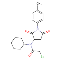 Chemical structure of 2-chloro-N-cyclohexyl-N-[1-(4-methylphenyl)-2,5-dioxopyrrolidin-3-yl]acetamide - CSSB00020601482