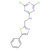 Chemical structure of 4,6-dichloro-N-[(5-phenyl-1,3-thiazol-2-yl)methyl]-1,3,5-triazin-2-amine - CSSB06546413605