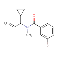 Chemical structure of 3-bromo-N-(1-cyclopropylprop-2-en-1-yl)-N-methylbenzamide - CSSB02168326645