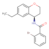 Chemical structure of 2-bromo-N-[(4R)-6-ethyl-3,4-dihydro-2H-1-benzopyran-4-yl]benzamide - CSSB02121821591