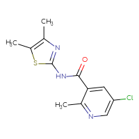 Chemical structure of 5-chloro-N-(4,5-dimethyl-1,3-thiazol-2-yl)-2-methylpyridine-3-carboxamide - CSSB06412322076