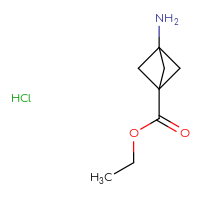 Chemical structure of ethyl 3-aminobicyclo[1.1.1]pentane-1-carboxylate hydrochloride - CSSB00020624747