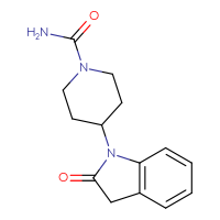 Chemical structure of 4-(2-oxo-2,3-dihydro-1H-indol-1-yl)piperidine-1-carboxamide - CSSB21432561459