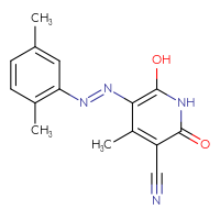 Chemical structure of 5-[(1E)-2-(2,5-dimethylphenyl)diazen-1-yl]-6-hydroxy-4-methyl-2-oxo-1,2-dihydropyridine-3-carbonitrile - CSSB02267485596