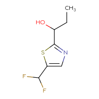 Chemical structure of 1-[5-(difluoromethyl)-1,3-thiazol-2-yl]propan-1-ol - CSSB00120728909