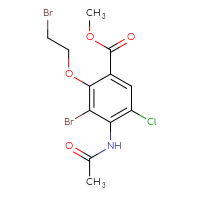 Chemical structure of methyl 3-bromo-2-(2-bromoethoxy)-5-chloro-4-acetamidobenzoate - CSSB00025706663