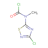 Chemical structure of N-(3-chloro-1,2,4-thiadiazol-5-yl)-N-methylcarbamoyl chloride - CSSB15004700945