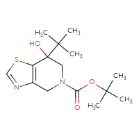 Chemical structure of tert-butyl 7-tert-butyl-7-hydroxy-4H,5H,6H,7H-[1,3]thiazolo[4,5-c]pyridine-5-carboxylate - CSSB06655925541