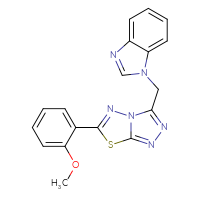 Chemical structure of 1-{[6-(2-methoxyphenyl)-[1,2,4]triazolo[3,4-b][1,3,4]thiadiazol-3-yl]methyl}-1H-1,3-benzodiazole - CSSB00121638061