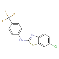 Chemical structure of 6-chloro-N-[4-(trifluoromethyl)phenyl]-1,3-benzothiazol-2-amine - CSSB00020652119