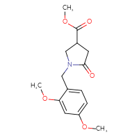 Chemical structure of methyl 1-[(2,4-dimethoxyphenyl)methyl]-5-oxopyrrolidine-3-carboxylate - CSSB00020649586