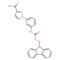 Chemical structure of 1-[3-({[(9H-fluoren-9-yl)methoxy]carbonyl}amino)phenyl]-1H-pyrazole-3-carboxylic acid - CSSB00134621870