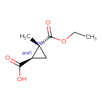 Chemical structure of rac-(1R,2R)-2-(ethoxycarbonyl)-2-methylcyclopropane-1-carboxylic acid - CSSB20620679559