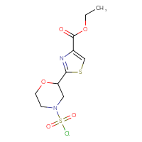 Chemical structure of ethyl 2-[4-(chlorosulfonyl)morpholin-2-yl]-1,3-thiazole-4-carboxylate - CSSB21224772484
