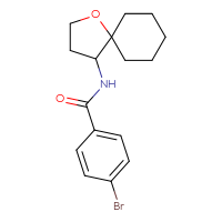 Chemical structure of 4-bromo-N-{1-oxaspiro[4.5]decan-4-yl}benzamide - CSSB02042364893