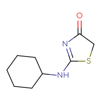Chemical structure of 2-(cyclohexylamino)-4,5-dihydro-1,3-thiazol-4-one - CSSB00000010460