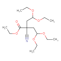 Chemical structure of ethyl 2-cyano-2-(2,2-diethoxyethyl)-4,4-diethoxybutanoate - CSSB03496527699