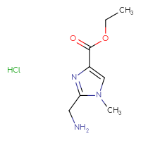 Chemical structure of ethyl 2-(aminomethyl)-1-methyl-1H-imidazole-4-carboxylate hydrochloride - CSSB20963519702