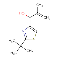 Chemical structure of 1-(2-tert-butyl-1,3-thiazol-4-yl)-2-methylprop-2-en-1-ol - CSSB00013447748